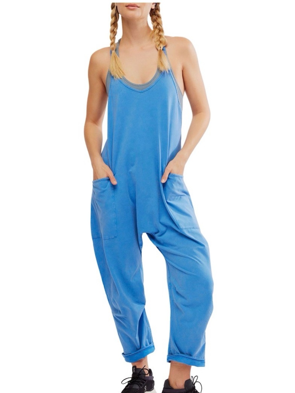 NWT Free People FP Movement hot shot onesie Riviera blue